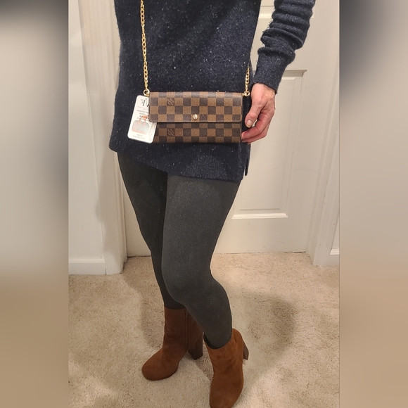 LOUIS VUITTON VINTAGE 2010 DAMIER PORTE MONNAIE 10 CARD CREDIT WALLET W/CHAIN - Picture 8 of 17